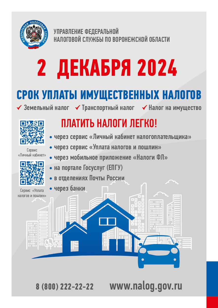 2 декабря 2024 года - срок уплаты налогов.